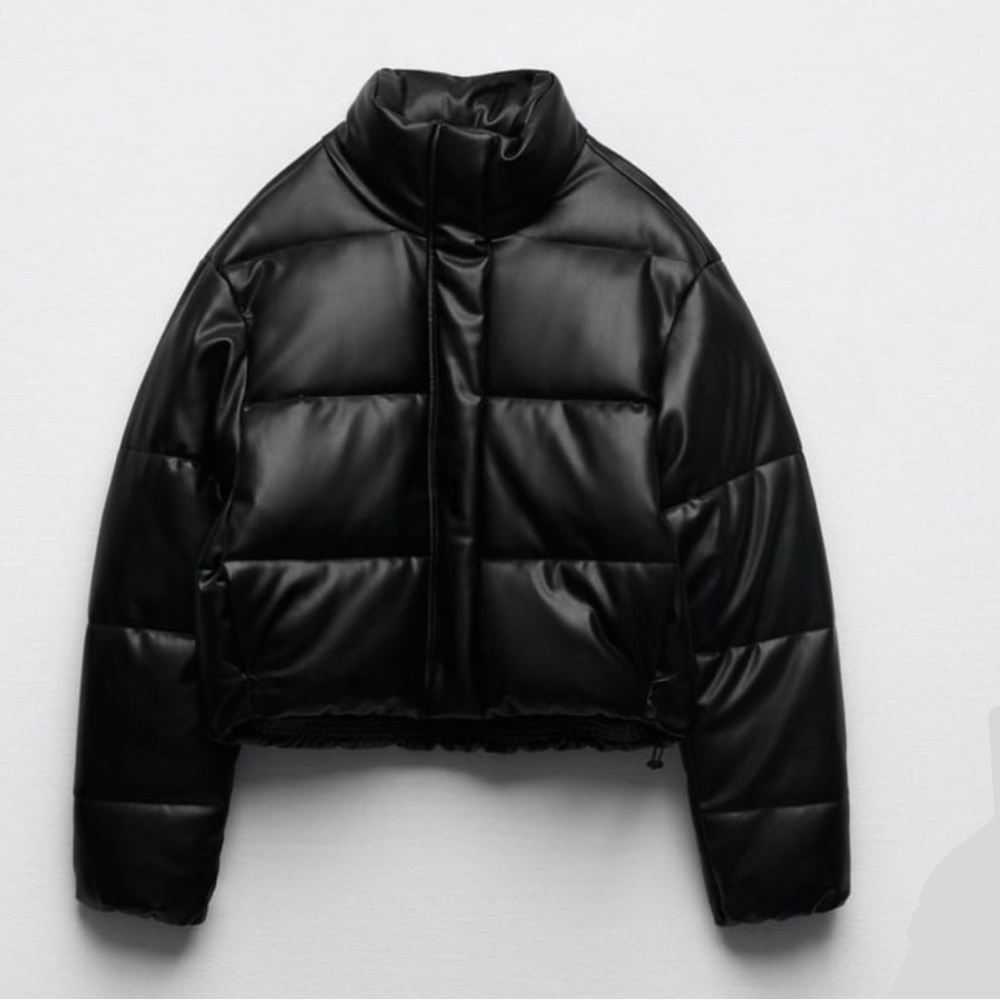 Cropped faux leather jacket